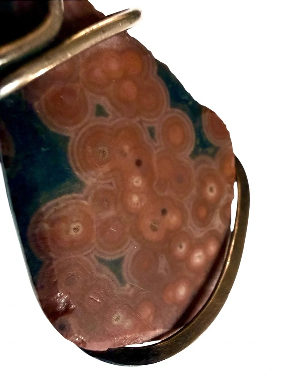 Madagascar Ocean Jasper Red Orbicular Sterling Silver Artisan Pendant Necklace